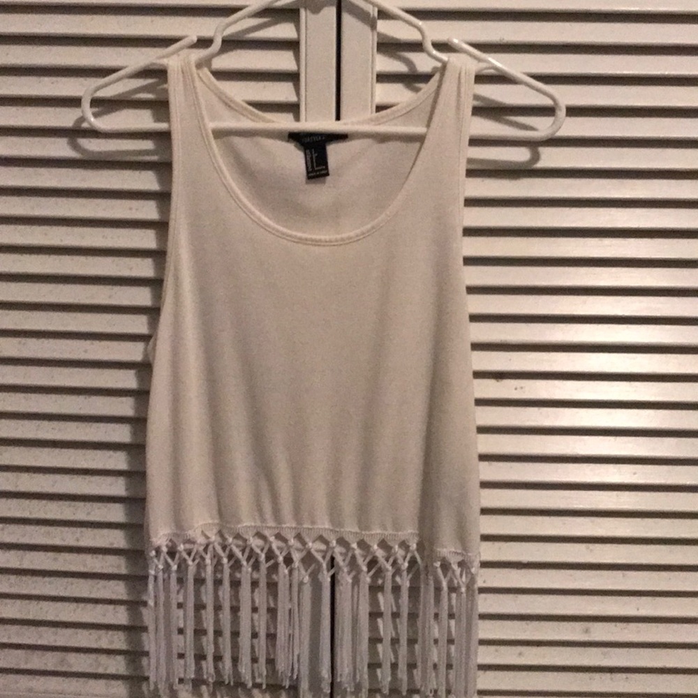 White Tank with Fringe Detailing at the bottom